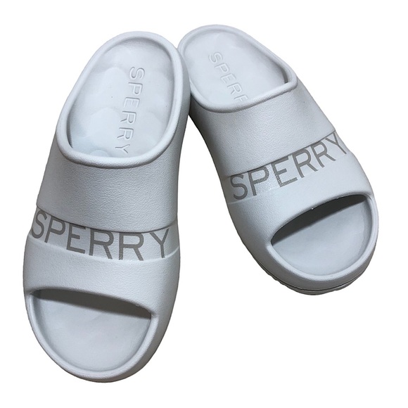 Sperry Float Slide Logo White Sandals Women's 6 Men’s 4 - Picture 1 of 9